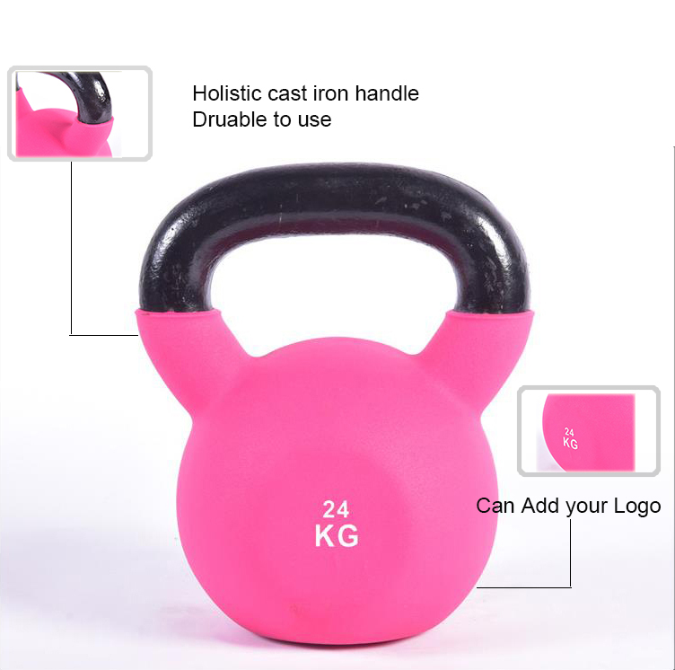 Colorful  Portable Vinyl neoprene coated cast iron  kettlebell with cheap price.
