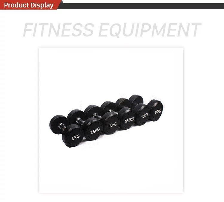 Bodybuilding equipment all steel and rubber  coated fixed round rubber dumbbell for sale