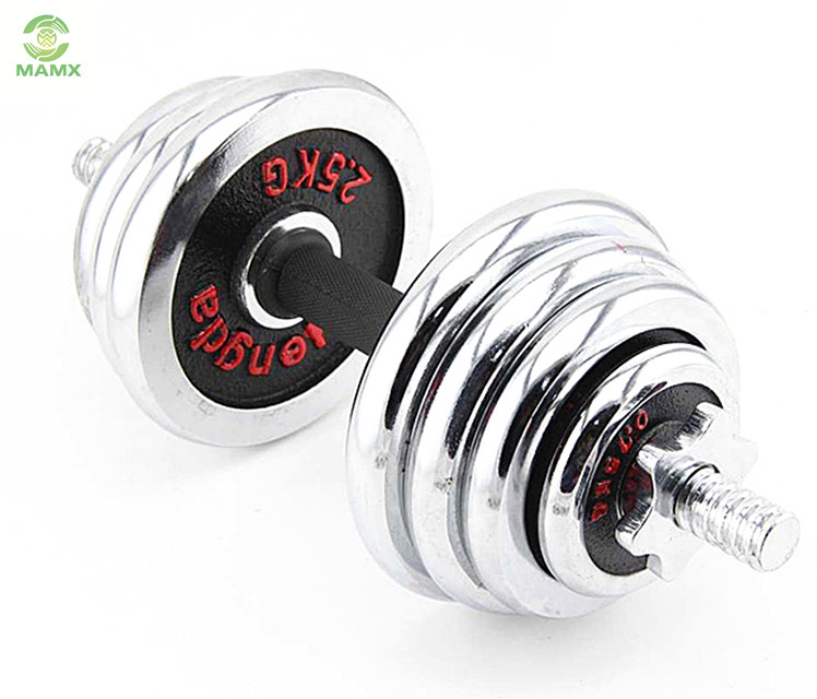 Chrome weight lifting gym adjustable dumbbell set