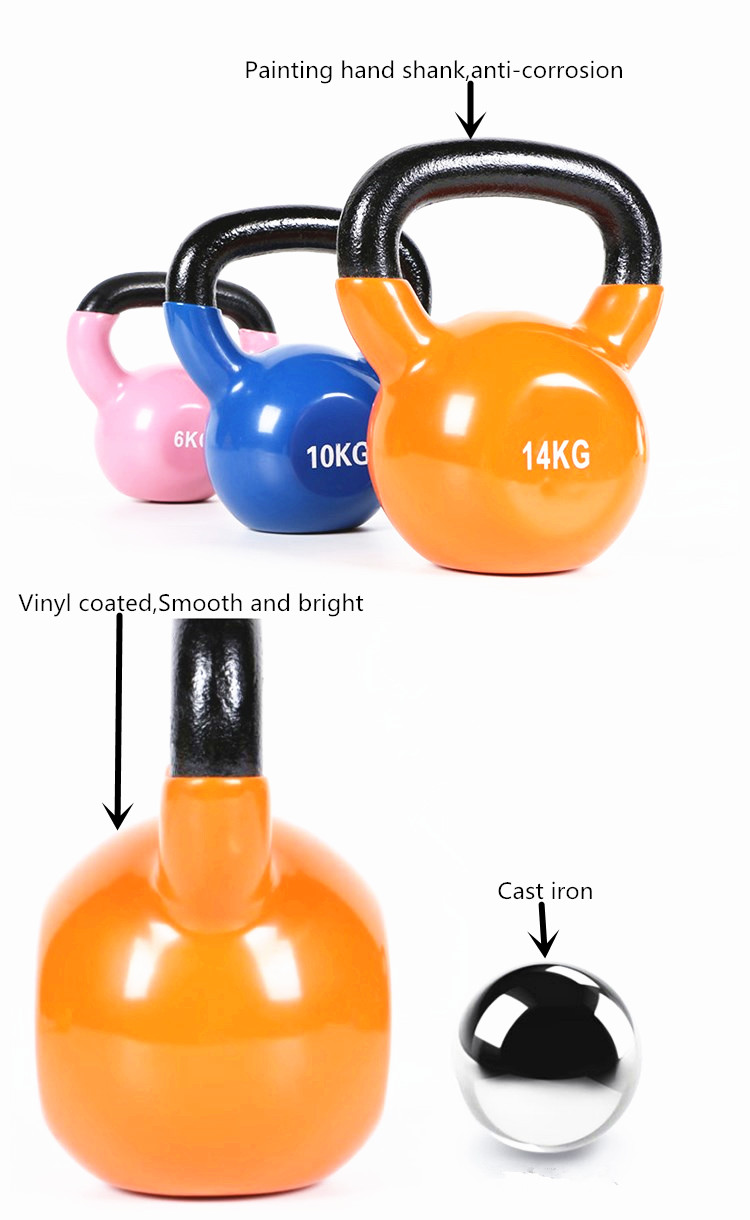 Shiny red blue purple green pink Kettle Bells non-slip grip for sale